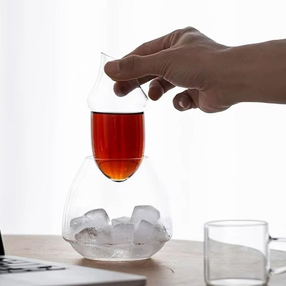 Transparent Ice Wine Jug Detachable Wine Decanter Cooling Sake Cup Wine Dispenser Wine Tasting