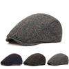 Мужские осенне-зимние теплые кепки газетчика, британские шляпы художника, елочка, клетка с красной линией, плоская кепка, хип-хоп береты