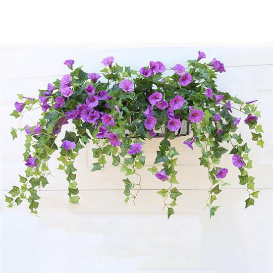 Artificial Morning Glory Flower Realistic Home Office Table Centerpiece Wedding Dropping Faux Petunia Flower Hanging Fake Floral Arrangement