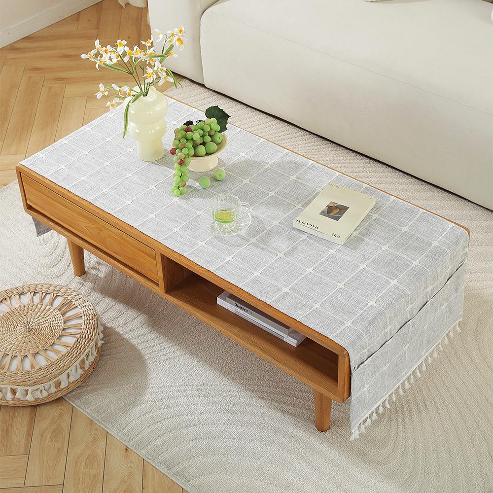 Rectangle Tablecloth Coffee Table Mat Table Mat Fabric Embroidery Jacquard Tassel Household Dust Cover