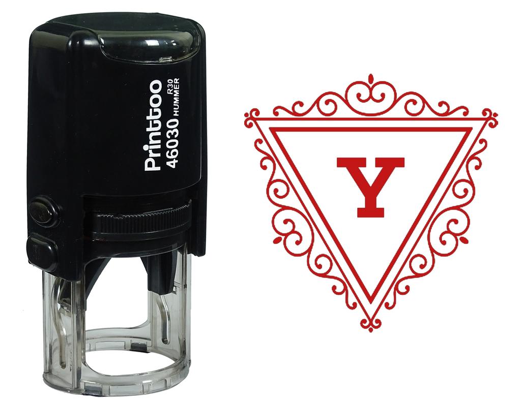 Printtoo Y Алфавит Вихревой Граница Треугольник Монограмма Начальная Самостоятельная Чернильная Резиновая Штамп Офис