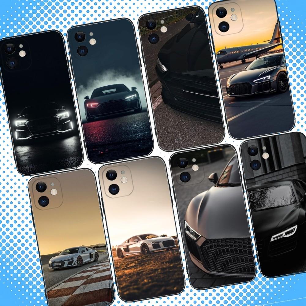 A-AudiS Авто R8 V10 Чехол для телефона Для iPhone 16,15,14,13,12,11,Pro,Max,Plus,X,XS,XR,SE,8,7,Mini, Мягкий силиконовый Черный чехол