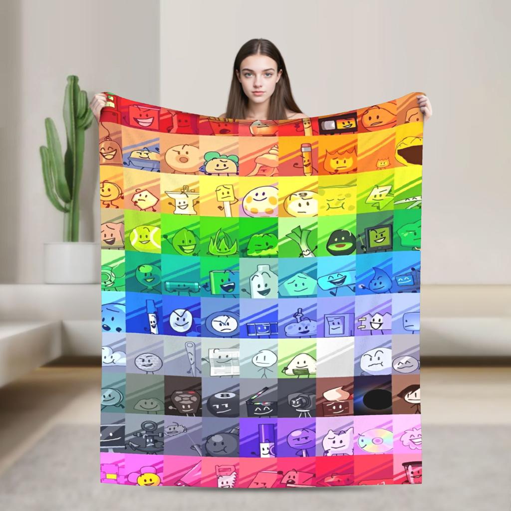 Cartoon Blankets Bfdi Flannel Funny Warm Throw Blanket for Home Autumn/Winter