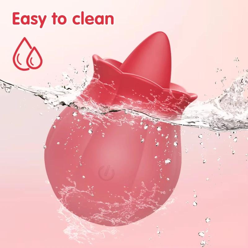 Стимулятор клитора Лижущий вибратор Форма розы Зажим для клитора Массажер Мастурбатор Женский Мощный вибрирующий Мини секс-игрушки 18