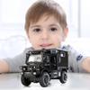 1:28-масштабная модель автомобиля Benz Unimog, литая под давлением игрушечная машинка с откидным механизмом, двери открываются, свет и звук, игрушки для мальчиков, подарки для детей и взрослых