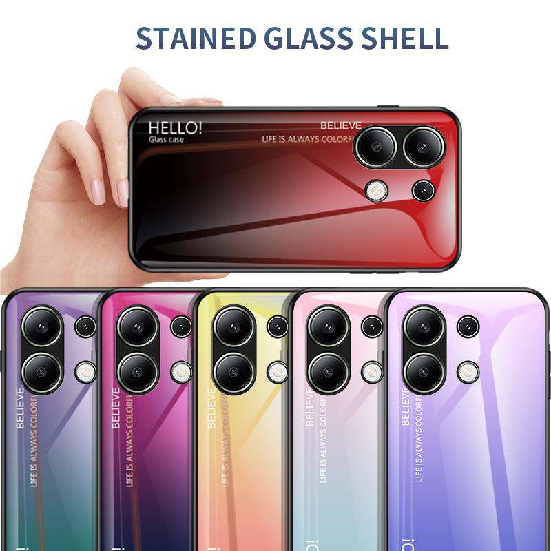 For Xiaomi Redmi Note 13 4G Shockproof Tempered Glass Case Anti-Scratch Cell Phone Cover