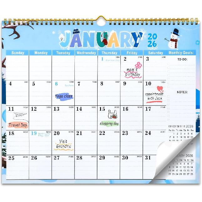 2026 Calendar, 18 Month Wall Calendar from January 2026 to June 2027, 14.5" x 11.8" Large Monthly Calendar for Home School Office Planning,