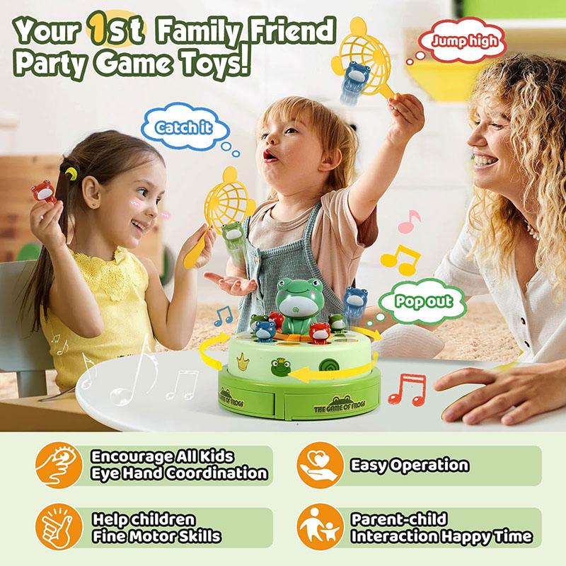 Children'S Fun Catapult Turntable Cartoon Net Fishing Bouncing Little Frog Concentration Interactive Training Puzzle Desktop Toy