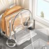 Vertical Cutting Board Holder Rustproof Moisture-proof Pot Lid Storage Rack Anti-slip Space Saving Cookware Holder Cabinet