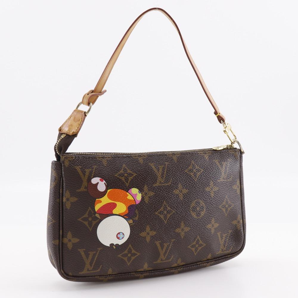 Louis Vuitton Косметичка Pochette Accessoires M51981 Панда Такаси Мураками коллаборация Косметичка Коричневая Канва Monogram Женская Б/у
