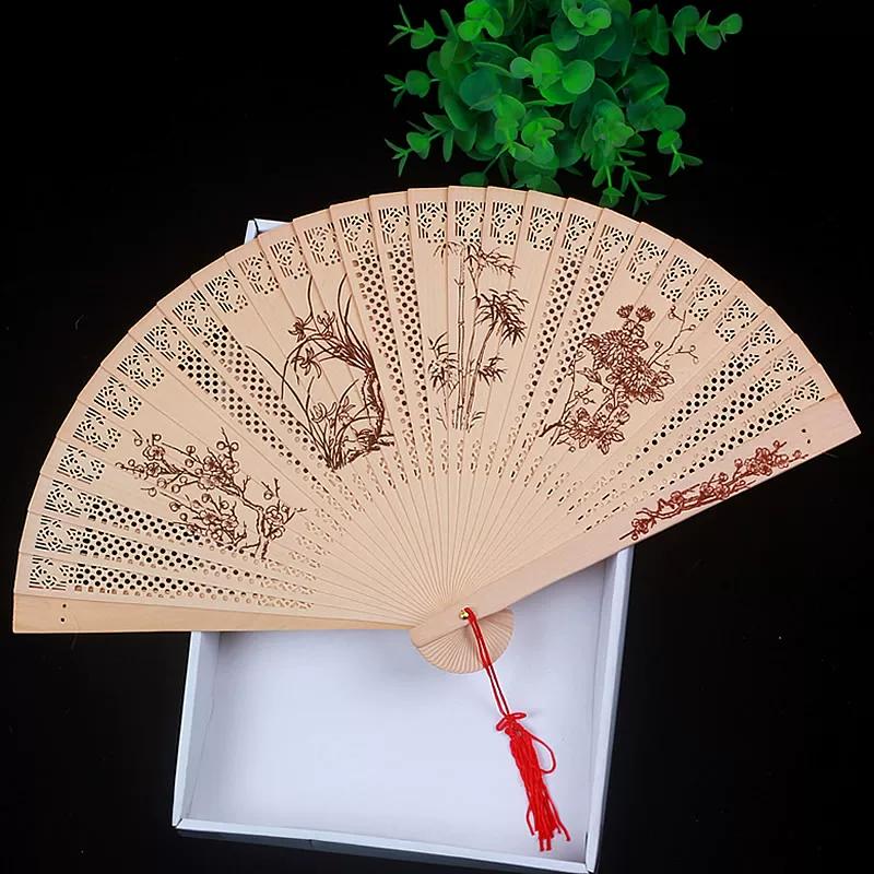 Chinese Style Suzhou Fragrant Wood Fan, Sandalwood Fan, Ancient Style Folding Fan, Women's Sandalwood Fan, Foldable High-End Exquisite Product, 26