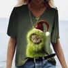 Женская футболка Kawaii Cat Print 3D футболка Топ для девочек Y2k Одежда Летние футболки с короткими рукавами с v-образным вырезом Повседневная праздничная женская футболка