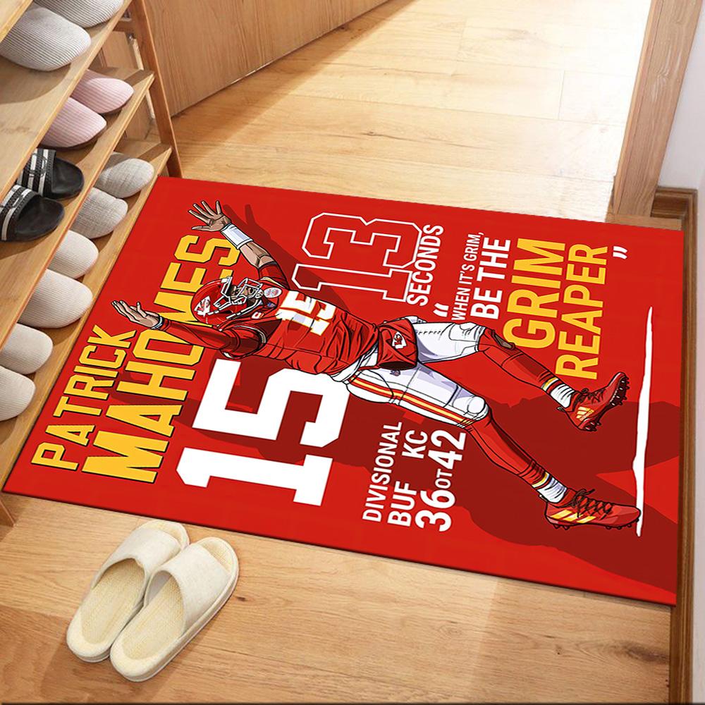 Patrick Mahomes Square rugs are a great choice for living rooms, bedrooms, home décor, and as gifts.