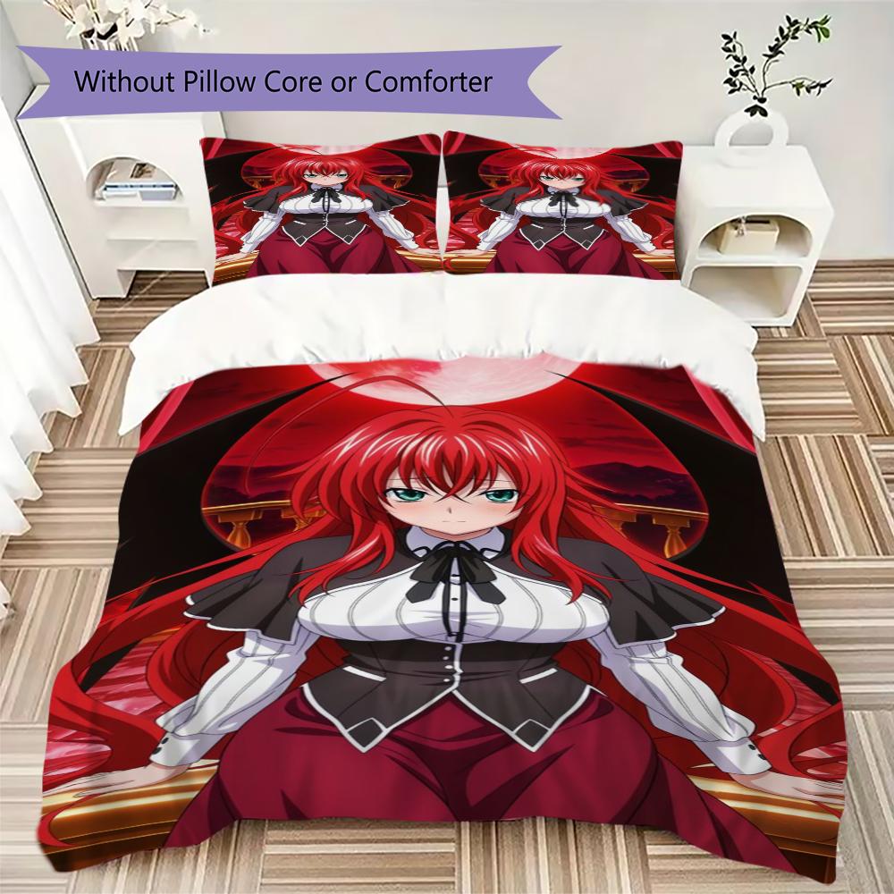 Постельное белье с узором High School DxD Комплект одеяла Пододеяльник Наволочка Домашний Декор Подарок на День Рождения (1 пододеяльник + 2 наволочки без наполнителя)