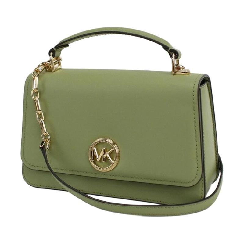 MICHAEL KORS Adjustable and removable shoulder strap Logo calfskin shoulder crossbody handbag women's light green