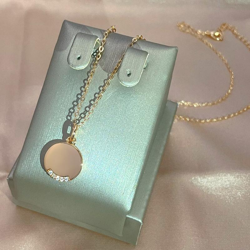 Ожерелье с подвеской-монетой цвета розового золота Kinel с блестящим цирконом