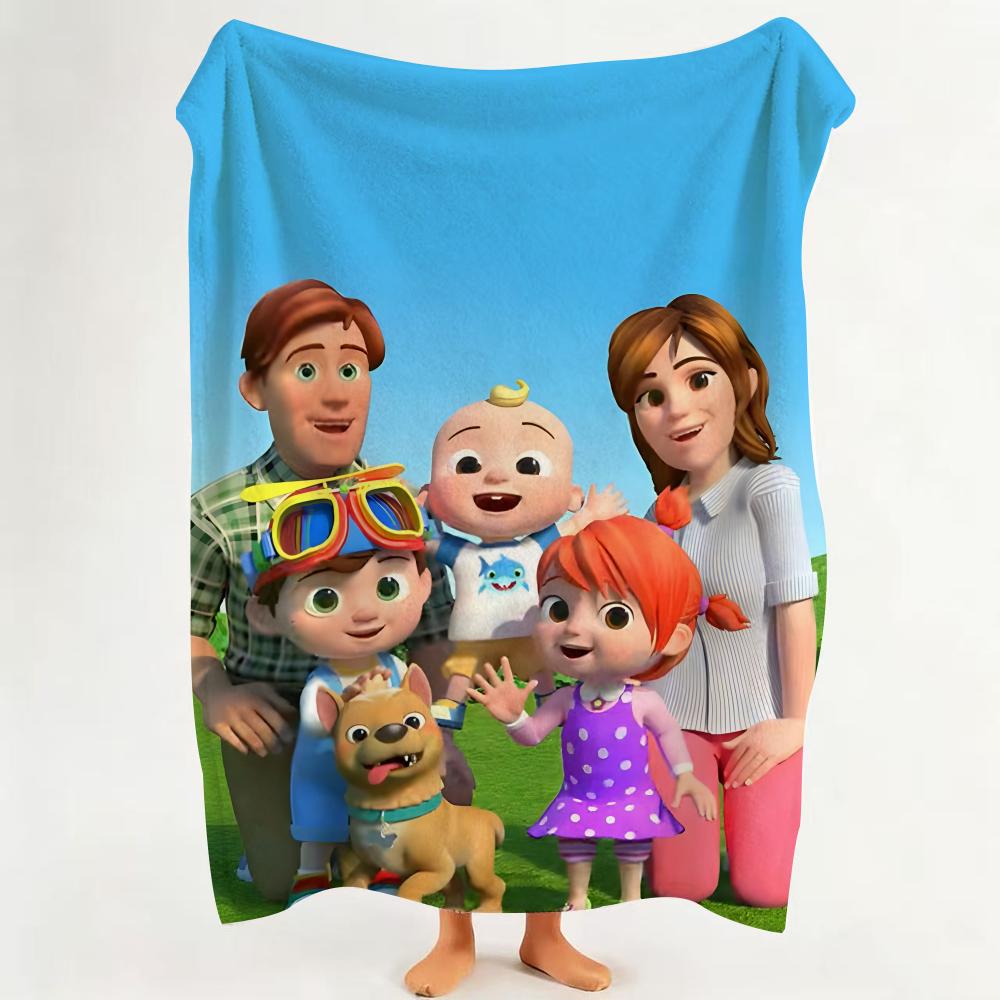 Cartoon C Cocomelon  Flannel  Blanket Suitable for Sofa Living Room Bedroom
