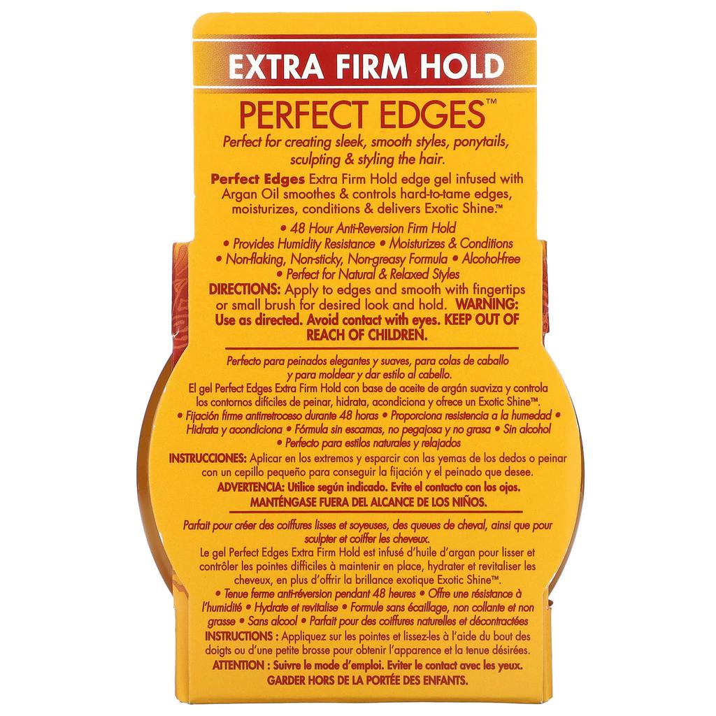 Creme Of Nature Масло марокканской арганы, Perfect Edges, гель для волос сверхсильной фиксации, 63,7 г (2,25 унции)