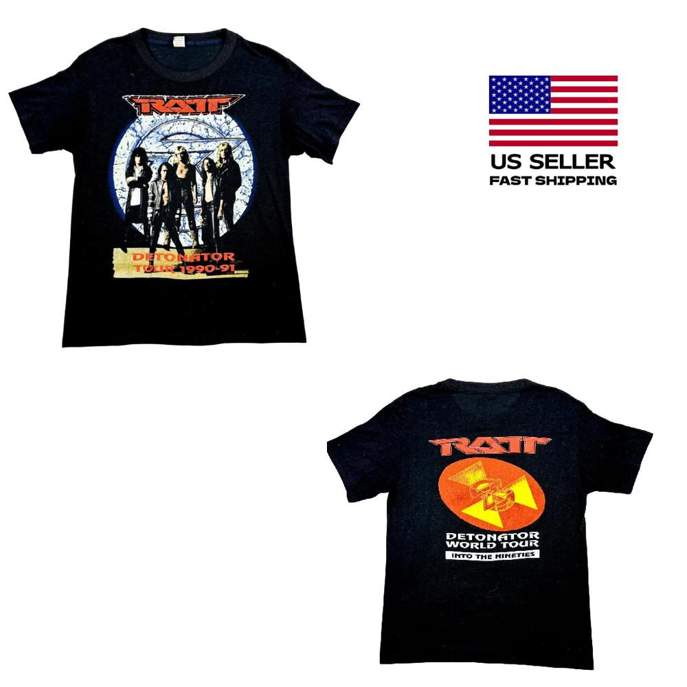 Винтажная футболка группы RATT 90-х Detonator World Tour Размер L Глэм Хэир-метал Унисекс
