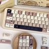 Cat-Themed Keycaps For Mechanical Keyboards 147 Keys Cherry Pbt Cute Khaki Cat Keycaps.