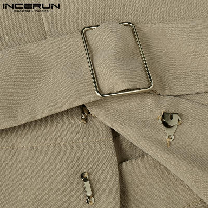 INCERUN Весенние мужские брюки на молнии с высокой талией, однотонные, широкие, длинные брюки