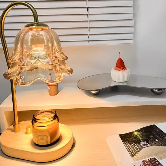 Лампа-подогреватель свечей с деревянной основой, функцией таймера, регулируемой яркостью, ароматизированным воскотопом