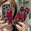 Чехол с узором алой красной розы для iPhone 17 Pro Max Coque iPhone 16 15 14 13 Pro Max 11 Прозрачный силиконовый мягкий чехол из ТПУ