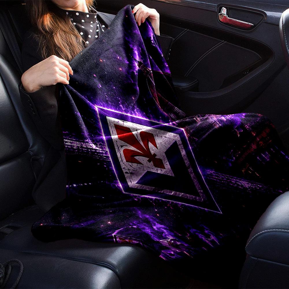 Fiorentina Football Crest Flannel Blanket, Soft Polyester, Modern Design, All-Season for Camping, Travel, Gifts for holidays or birthdays