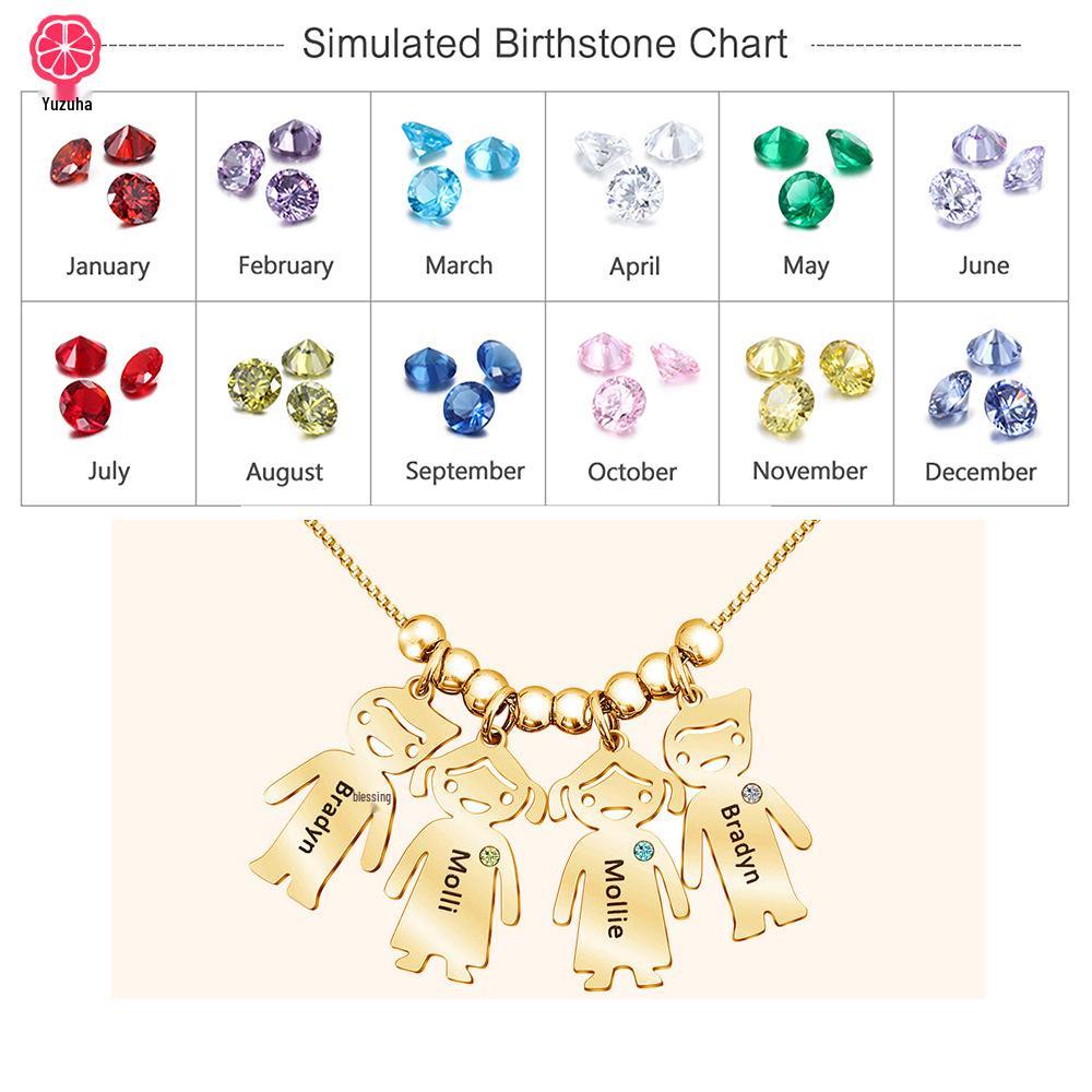 Гравированное ожерелье из нержавеющей стали с кристаллами – Персонализированные имена семьи для мальчиков и девочек, Идеальный рождественский подарок