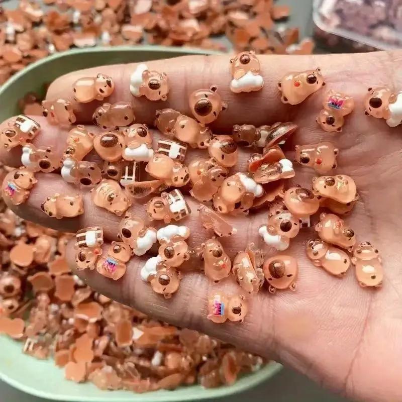 20pcs Mini Capybara Decorations Animal Ornaments, Lightweight Resin Crafts for Nail Art Desk Decor - Perfect Christmas
