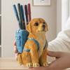 Cute Design Golden Retriever Dog Pen Holder Cartoon Style Creative Sculpture Pen Holder Large Capacity Resin Desktop Organizer