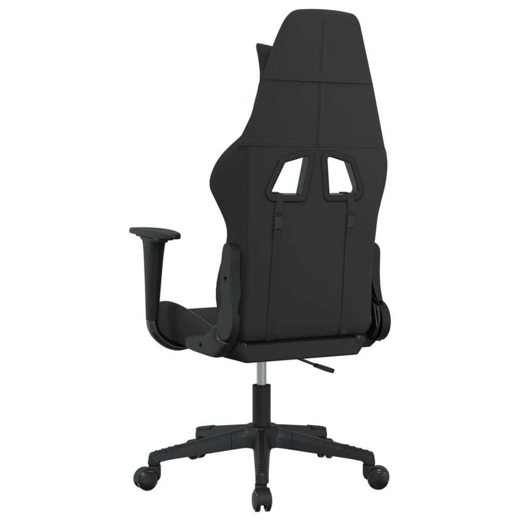 Gaming Chair with Massage Function Black and Blue Fabric