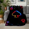 "Neon Spade Playing Card Art Print"Blanket Flannel Throw Blanket for Sofa, Bed, Travel, Camping, Office