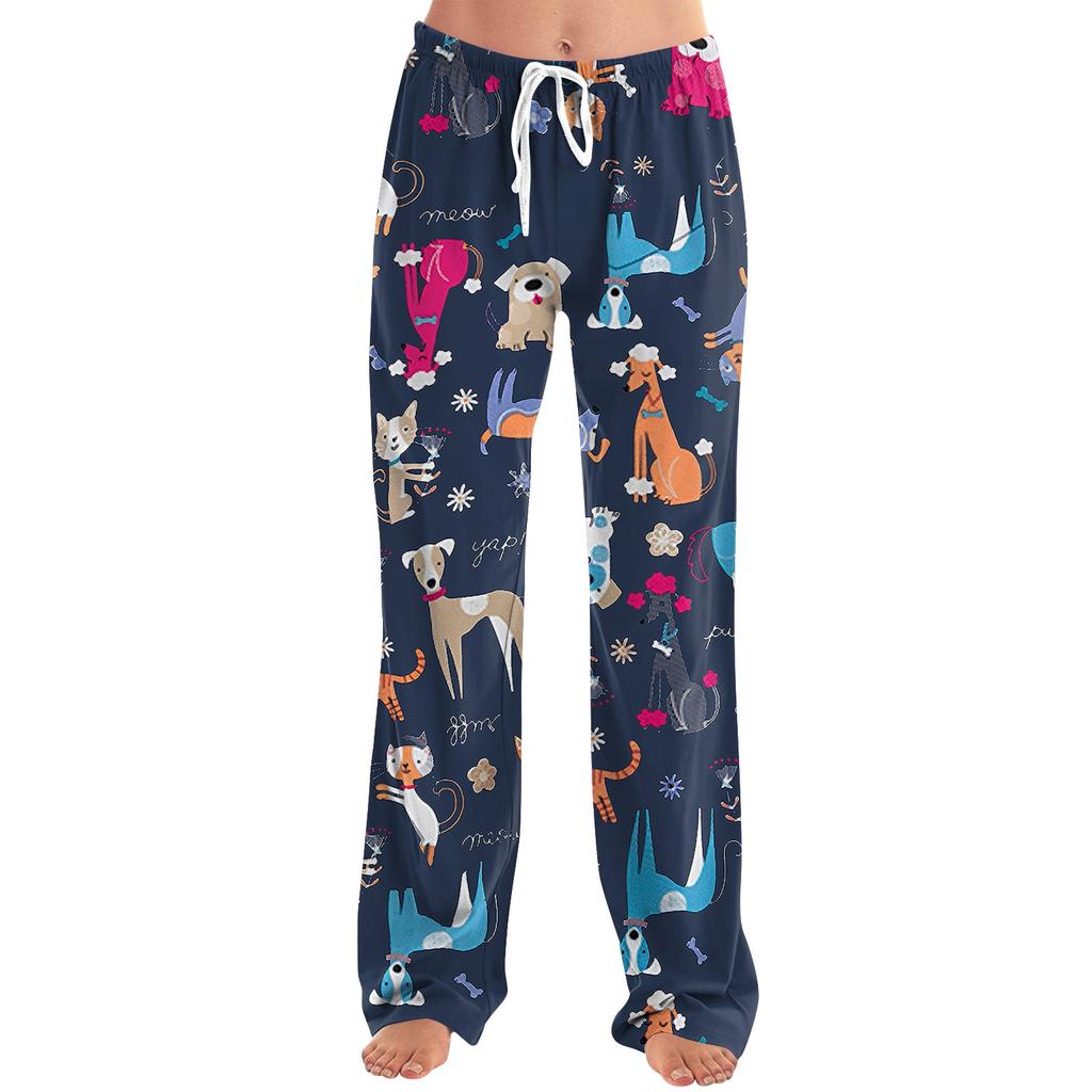 Женские домашние брюки с принтом Allover, пижамные брюки для сна, длинные брюки, пижамные брюки, брюки для йоги