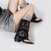 Punk Style Rivet Toe Herringbone Cool Boots Women's Shoes Summer New Retro Buckle Spice Girls Trouser Boots