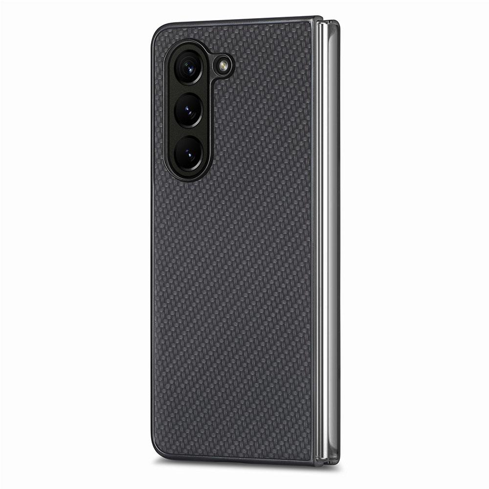Для Samsung Galaxy Z Fold5 5G Чехол из ПУ кожи с текстурой углеродного волокна + ПК Точные вырезы Чехол для телефона