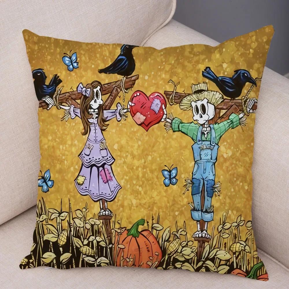Милая мультяшная наволочка с красочным черепом, на подушку, для автомобиля, дивана, домашнего декора
