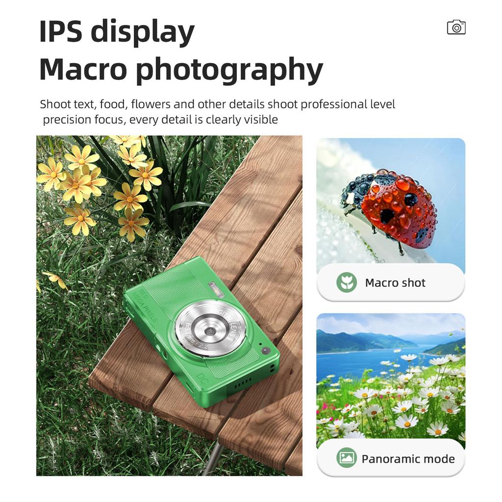 Цифровая камера 1080P Цифровая видеокамера Камкордер 56MP 2.88-дюймовый IPS экран 8X Цифровой зум AF