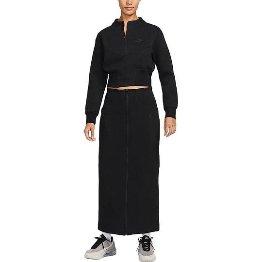 Nike Женский укороченный топ с молнией на половину Sportswear Tech Fleece HJ1032-010