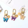 Cute Enamel Butterfly Keychain Simple Metal Animals Key Ring INS Earphone Case Bag Pendant Accessories For Women Men Couple Gift