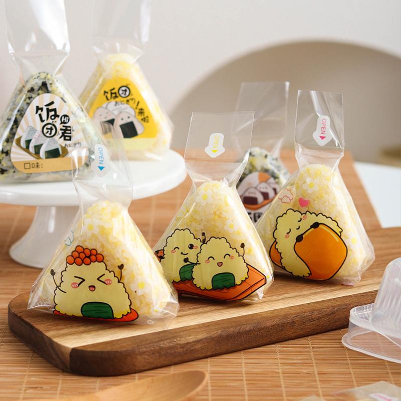 50Pcs Lovely Cartoon For Triangle Rice Ball Packaging Bag Nori Onigiri Sushi Bag Sushi Making Mold Bento Accessories