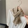Solid Color Cotton Linen Scarf Lace Edge Silk Scarf Literary Flaxen Lace Scarf  for Women
