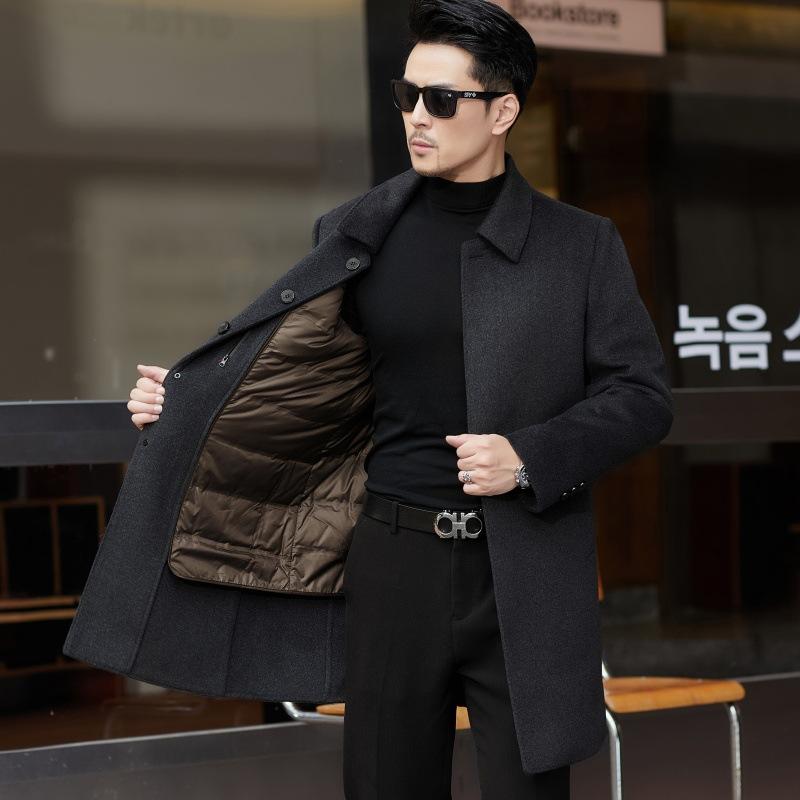 Двустороннее кашемировое пальто мужское средней длины шерстяное пальто высокого качества зимняя ветровка с утолщенной подкладкой