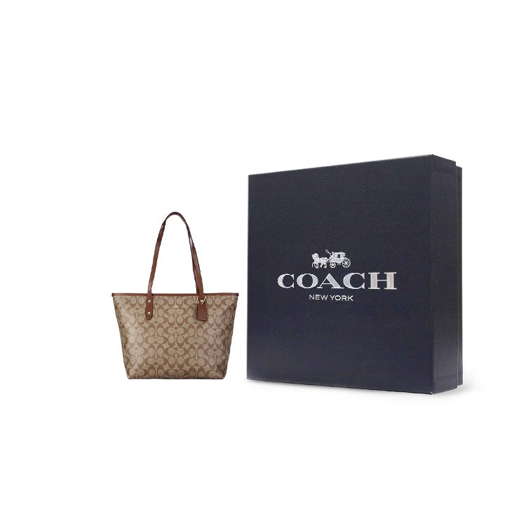 Coach Городская сумка-тоут на молнии 30 Классическая сумка-тоут с монограммой Сумка для покупок Женская сумка-тоут Хаки 58292-IME74