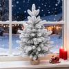 Artificial Mini Christmas Tree Small Xmas Pine Tree with Burlap Base Tabletop Green/Snow Flocked Christmas Tree for Indoor Table Centerpiece
