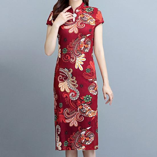 Леди Cheongsam в китайском стиле, винтажный воротник-стойка с высоким разрезом, летнее Ципао для сценического шоу