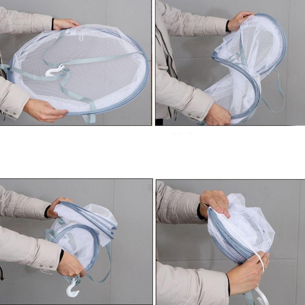 Folded Mesh Clothes Basket Multipurpose Laundry Basket Clothes Drying Net Rack Coat Dress