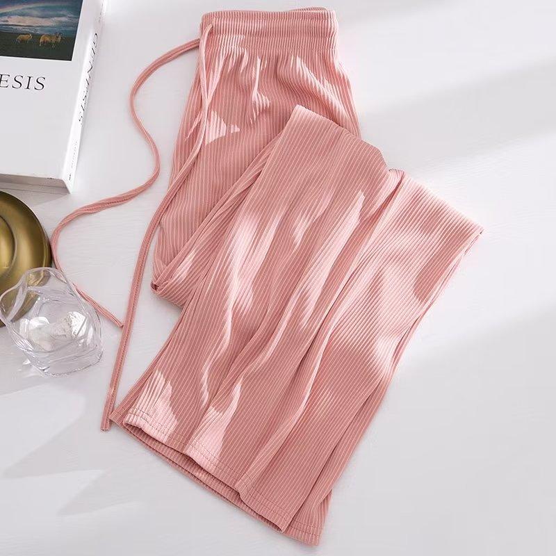 Girls Summer Solid Color Ice Silk Draped Wide Leg Pants for Middle and Large Children High Waisted Loose Soft Pants