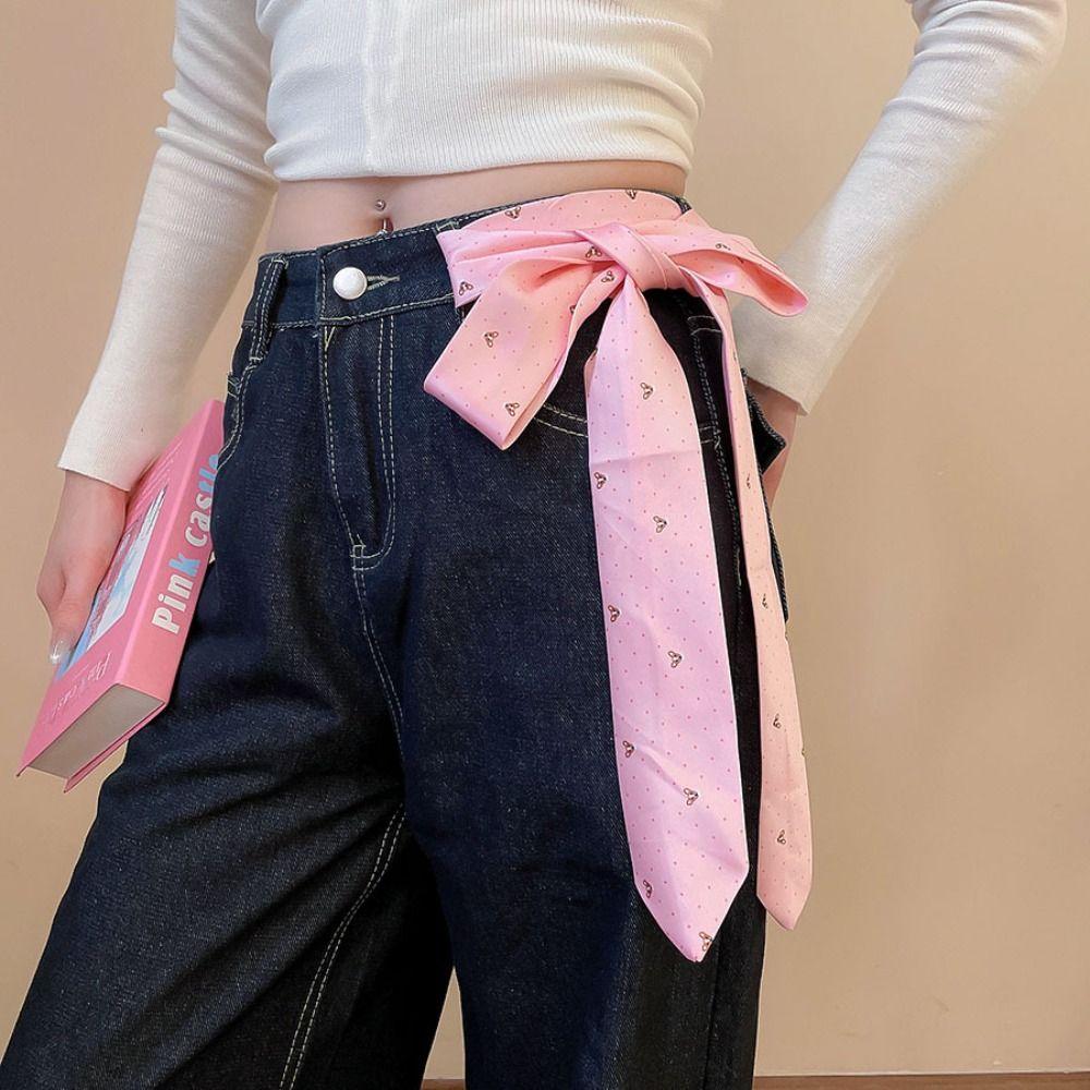 Korean Striped Tie Stripe JK Ties Casual Waist Belt Performance