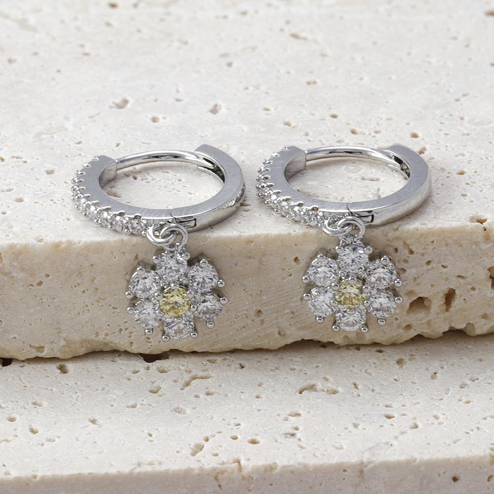 Модные серьги-капли из нержавеющей стали с цветком и цирконием для женщин, французские легкие роскошные серьги с подвеской, изысканные серьги, рождественские украшения